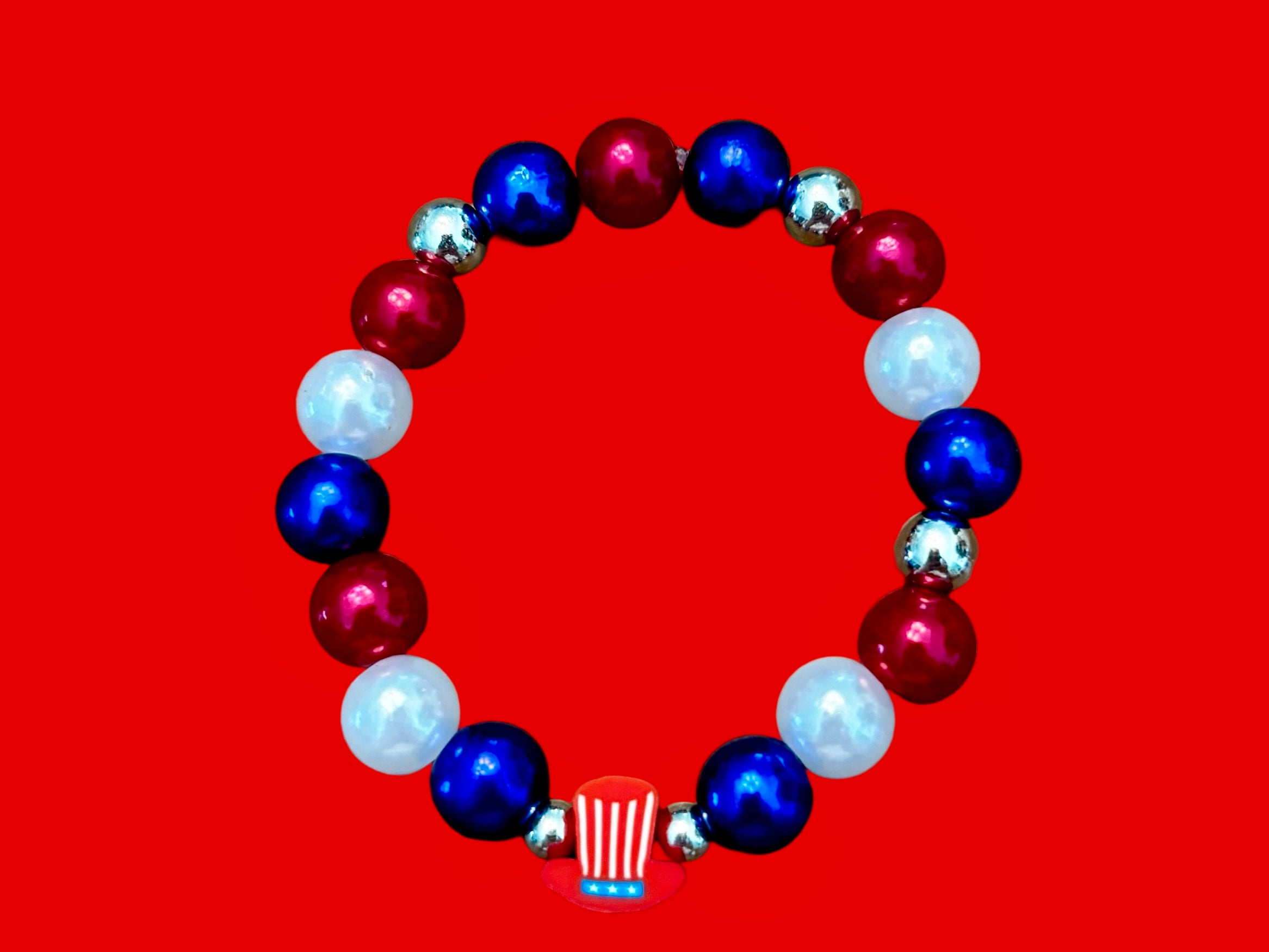 Red white and blue shape charm bracelets