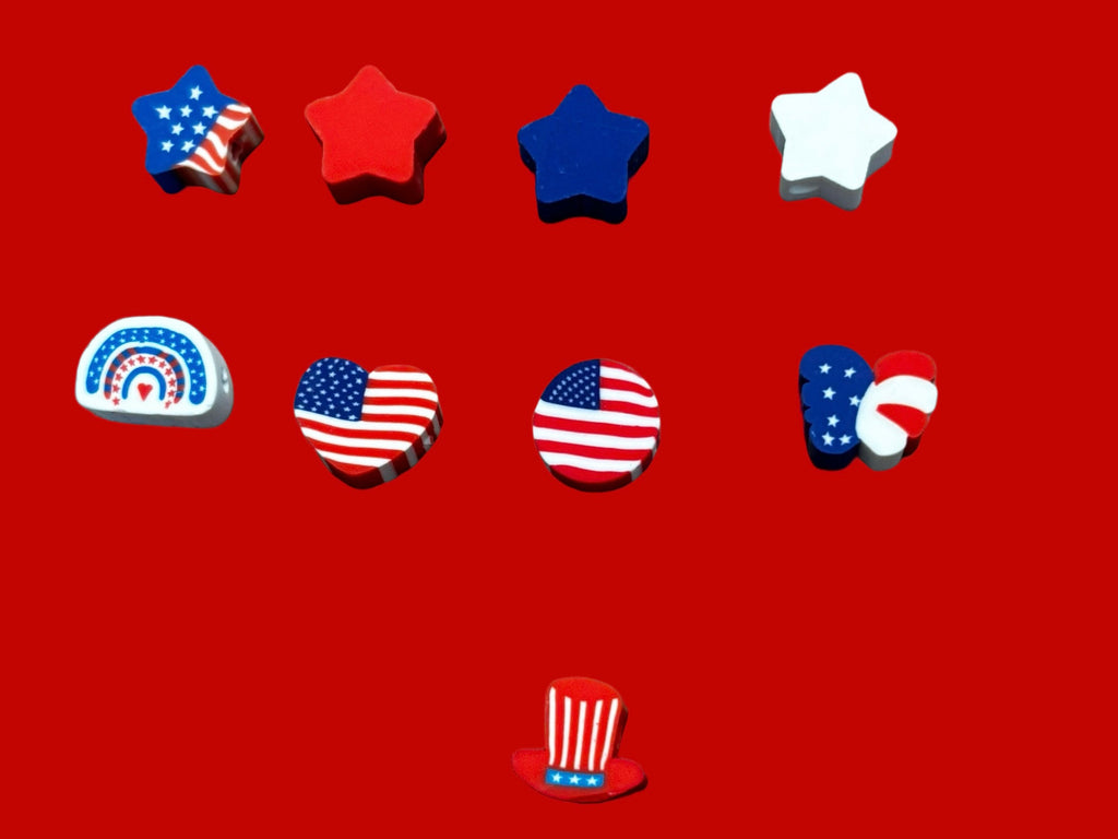 Red white and blue shape charm bracelets