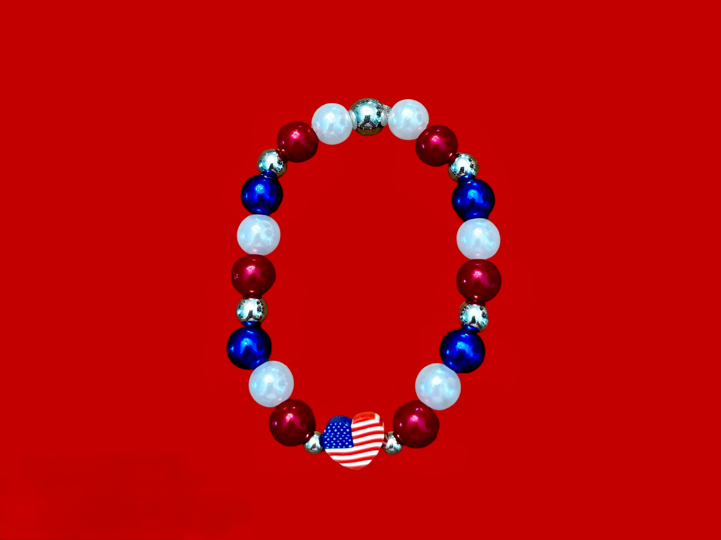 Red white and blue shape charm bracelets